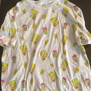 The Simpsons White Graphic Tee with Neon Bart Simpson and Slush Cup Print